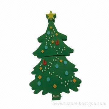 Rubber Christmas Tree Style Flash Memory Drive, Bulk